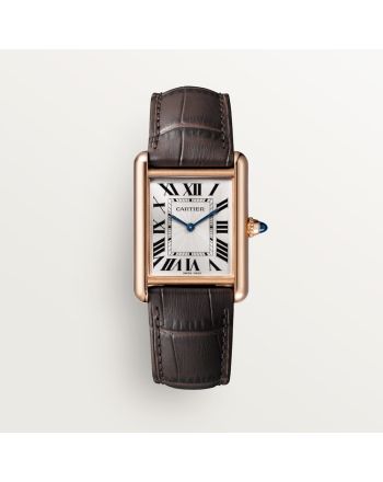 TANK LOUIS CARTIER WATCH Large model, hand-wound mechanical movement, rose gold, leather